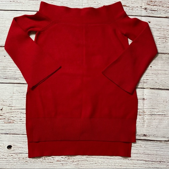 Anthropologie Elise Ribbed Off the Shoulder Tunic Sweater Red Sz M - Picture 15 of 16